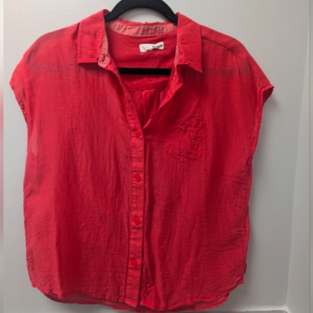 Brooklyn Industries cap sleeve lightweight button down blouse Women's Medium